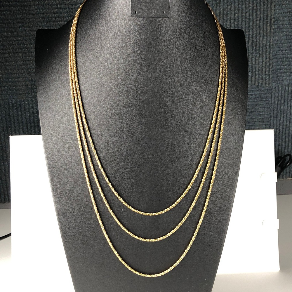 Vintage Park Lane Necklace Gold Tone‎ Triple Strand Textured Rope Chain